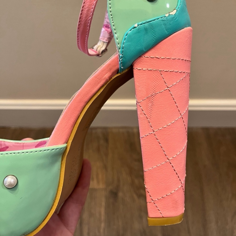 Iron Fist Mint and Pink Platform Heels - Picture 13 of 16